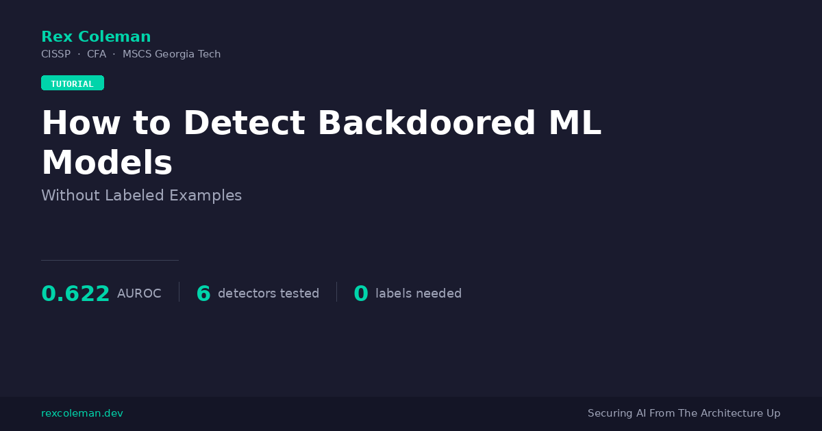 How to Detect Backdoored ML Models Without Labeled Examples | Rex Coleman